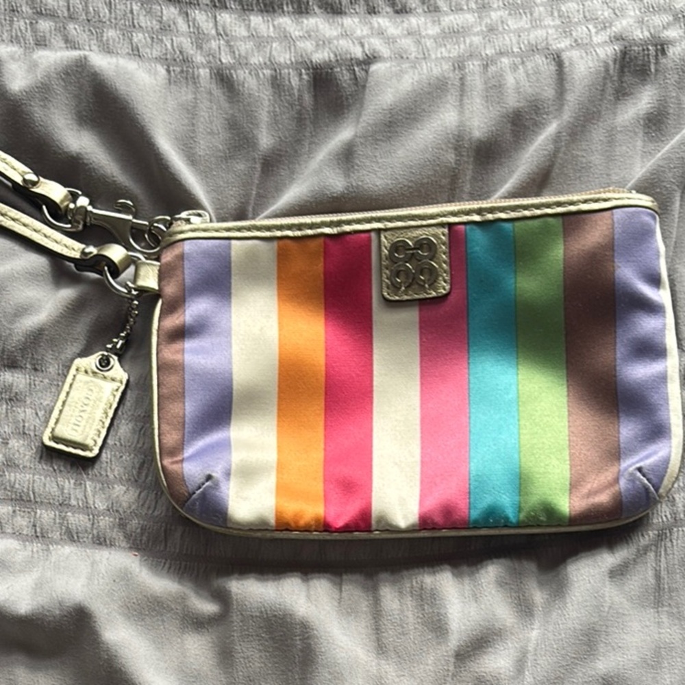 Coach Multicolor Striped Clutch